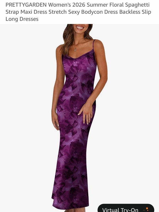 PrettyGarden Dresses & Skirts - PRETTYGARDEN Purple Floral Spaghetti-Strap Maxi Dress